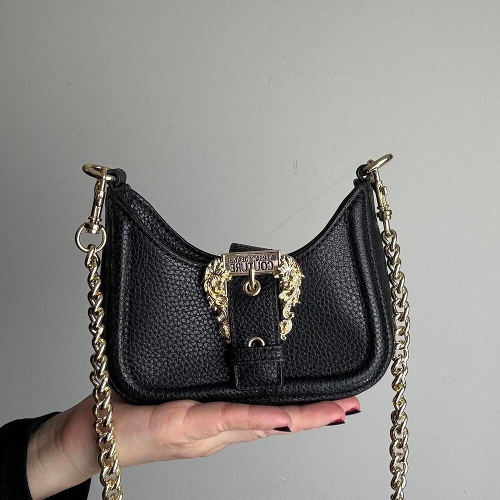 Versace Jeans Couture Black leather mini crossbody bag
